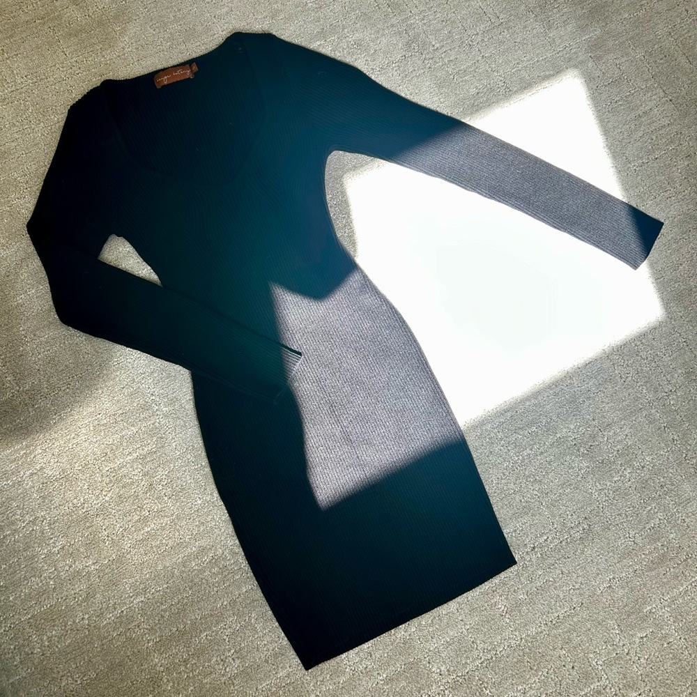 Black Beige Botany Mini Dress